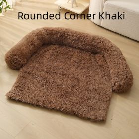 Pet Dog Plush Winter Warm Sofa Cushion (Option: Rounded Corner Khaki-XL)