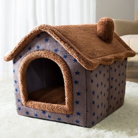 Dog Autumn And Winter Pet Cat Sponge Nest Teddy Closed (Option: Coffee Cottage-S)