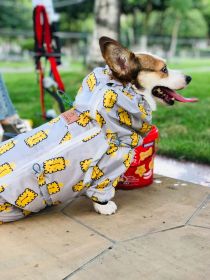 Short Leg Captain Golden Retriever Corgi Fully Wrapped Waterproof Raincoat Four-legged Dog Clothes (Option: Biscuits-L)