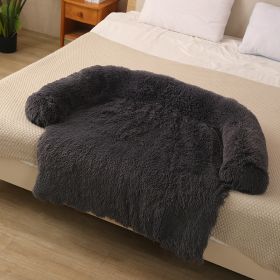 Pet Dog Plush Winter Warm Sofa Cushion (Option: Round Detachable Dark Gray-S)