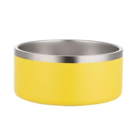 Stainless Steel Dog Bowl Inside And Outside 304 With Silica Gel Pad (Option: Yellow-100oz)