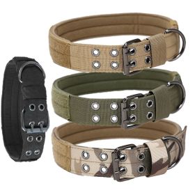 Super strong large dog collar with D-Ring & Buckle Collars Medium sized dog Golden haired horse dog Fierce dog collar (colour: Muddy color, size: Xl)