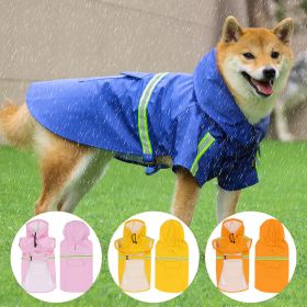 Pet raincoat for large and small dog; PU waterproof big dog raincoat; outdoor reflective dog raincoat (colour: Blue, size: Xl)