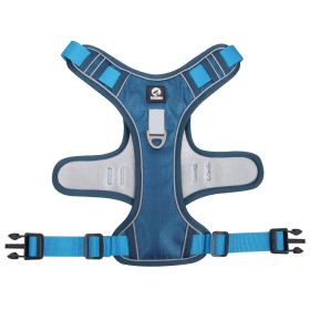 dog Harnesses; Cross border New Pet Towing Rope Vest Large Dog Chest Strap Reflective Explosion proof Flushing Dog Towing Rope (colour: Lake blue, Specification (L * W): XL)