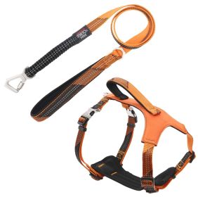 Pet Life 'Geo-prene' 2-in-1 Shock Absorbing Neoprene Padded Reflective Dog Leash and Harness (Color: Orange, size: medium)