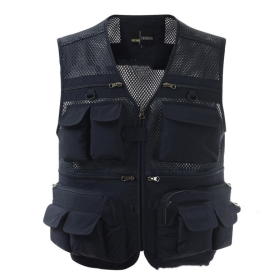 Multi-pocket Men's Professional Photography Vest (Option: Navy Blue-L)