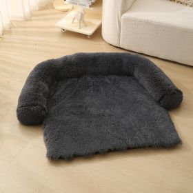 Pet Dog Plush Winter Warm Sofa Cushion (Option: Rounded Corner Dark Gray-L)