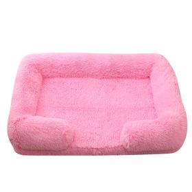 Plush Round Pet Bed Dog Bed Winter (Option: M27 Bright Pink-M Without Inner Sleeve)