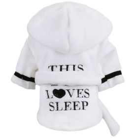 Pet Hooded Bathrobe White Coral Casual (Option: M)