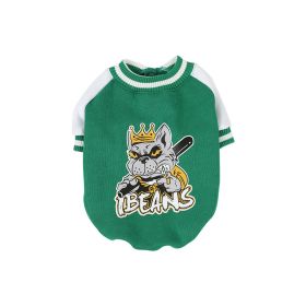 Fleece-lined Warm Baseball Shirt Pet Clothes (Option: Green-L)