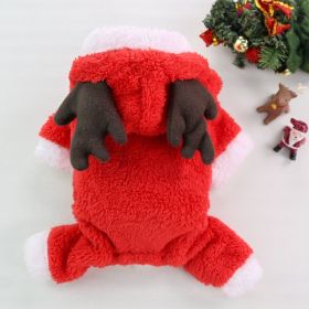 Autumn And Winter Christmas Four Legs Thick Fleece Warm Dog Coat (Option: Red Elk-XL Back Length 40cm)